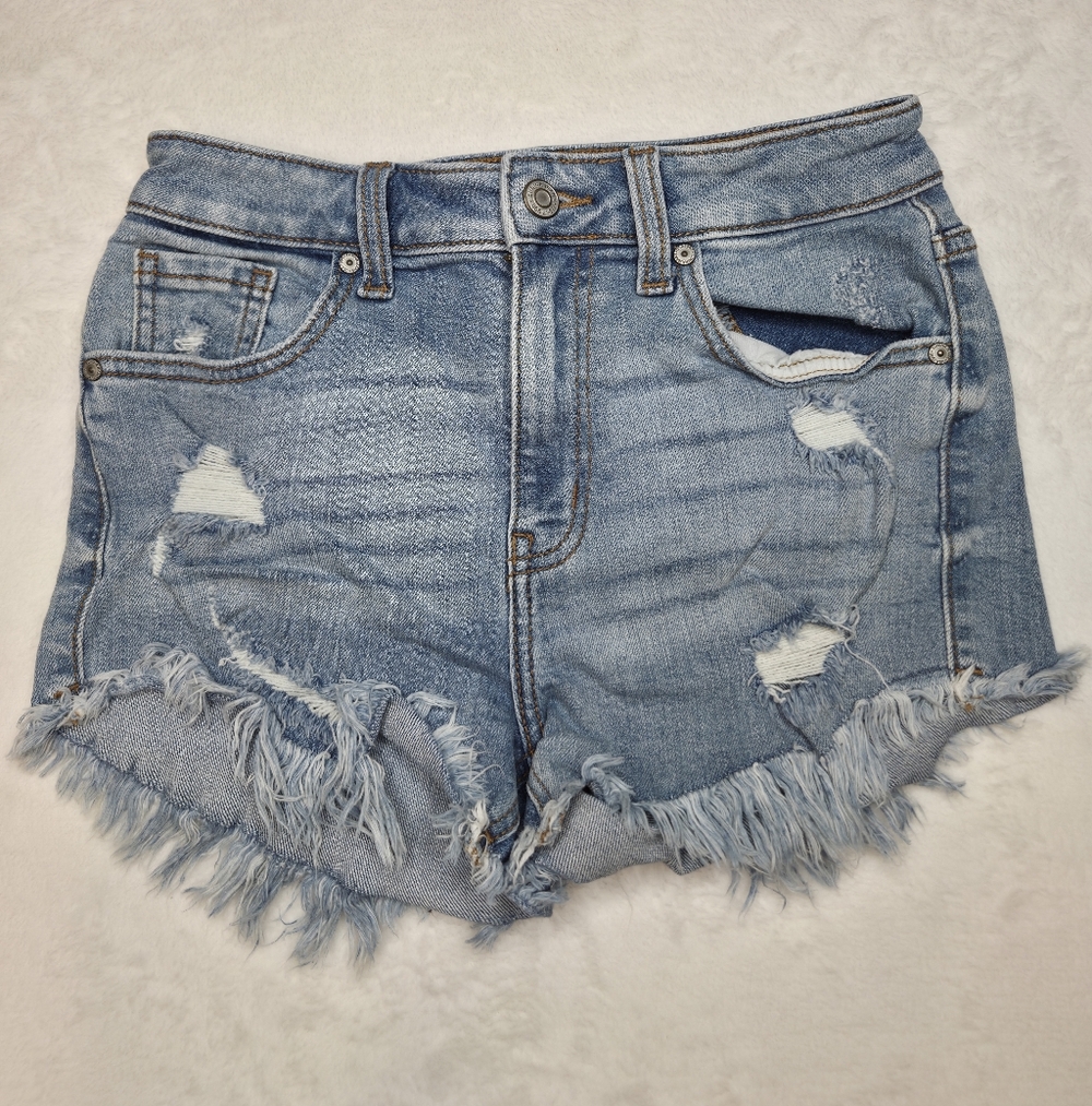 Eunina Light Blue Distressed Jean Shorts Size XS